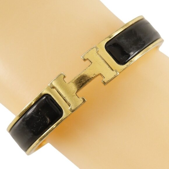 HERMES Click H Bangle black Plated Gold 34.3g Women - Picture 3 of 12